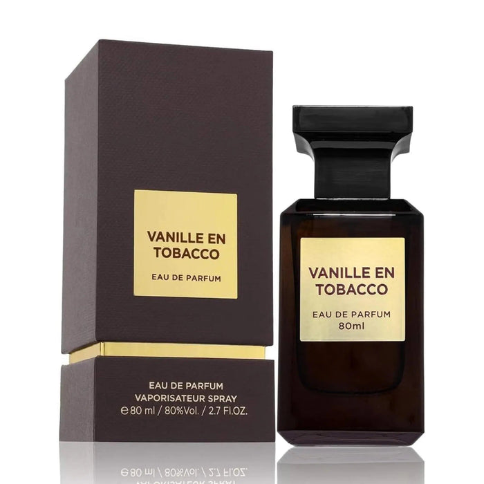 Vanille En Tobacco Eau De Parfum 80ml Fragrance World bottle and box