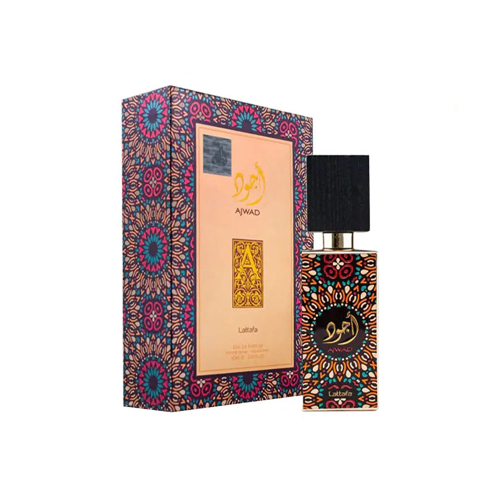 Ajwad Eau De Parfum 60ml Lattafa bottle and box