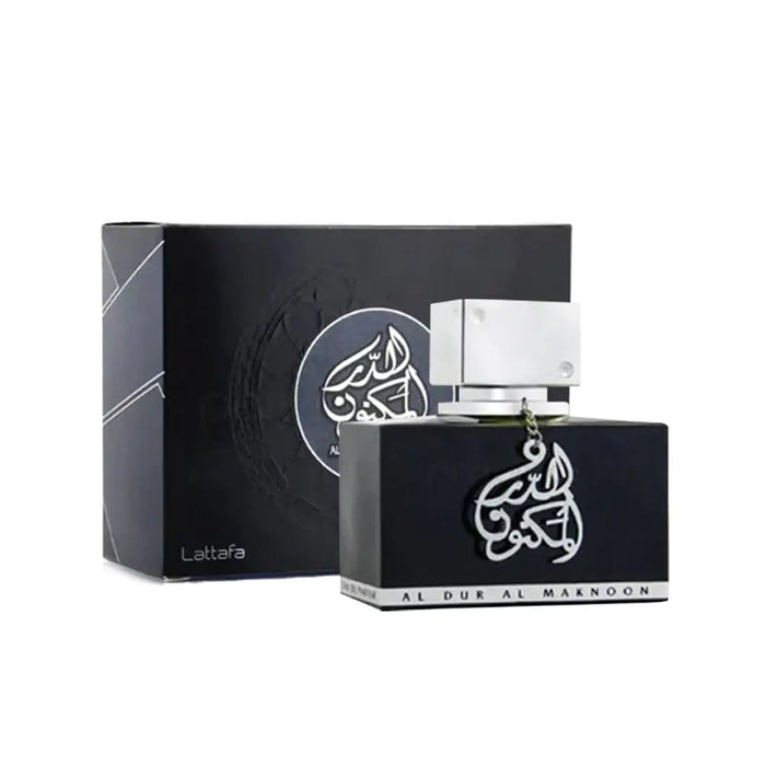 Al Dur Al Maknoon 100ml Eau De Parfum Lattafa bottle and box