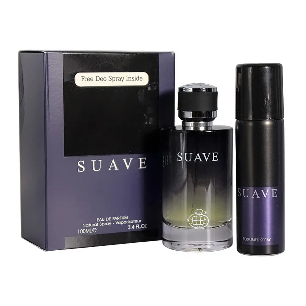 Suave 100ml With Free Deo Eau de Parfum Fragrance World bottle and box